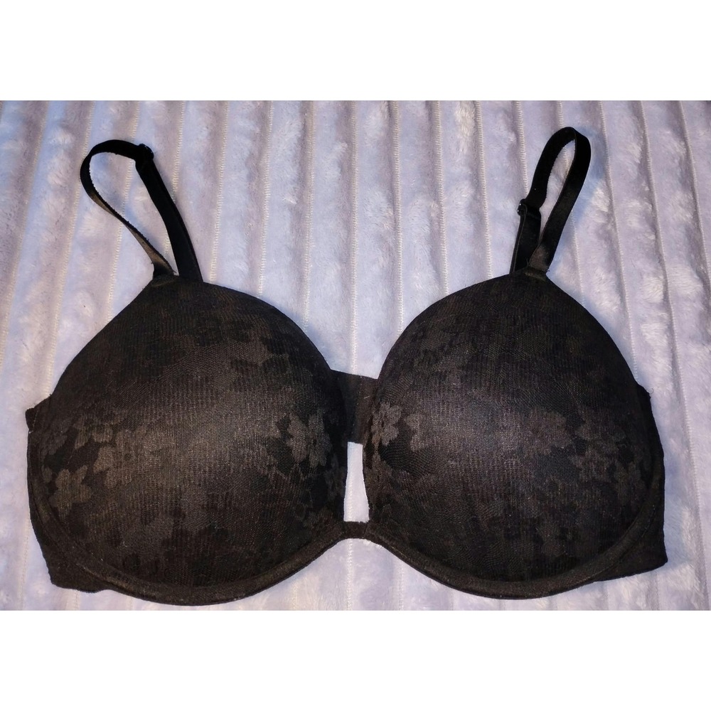38DD Victoria's Secret PINK Wear Everywhere Super Push-Up Bra Black Lace